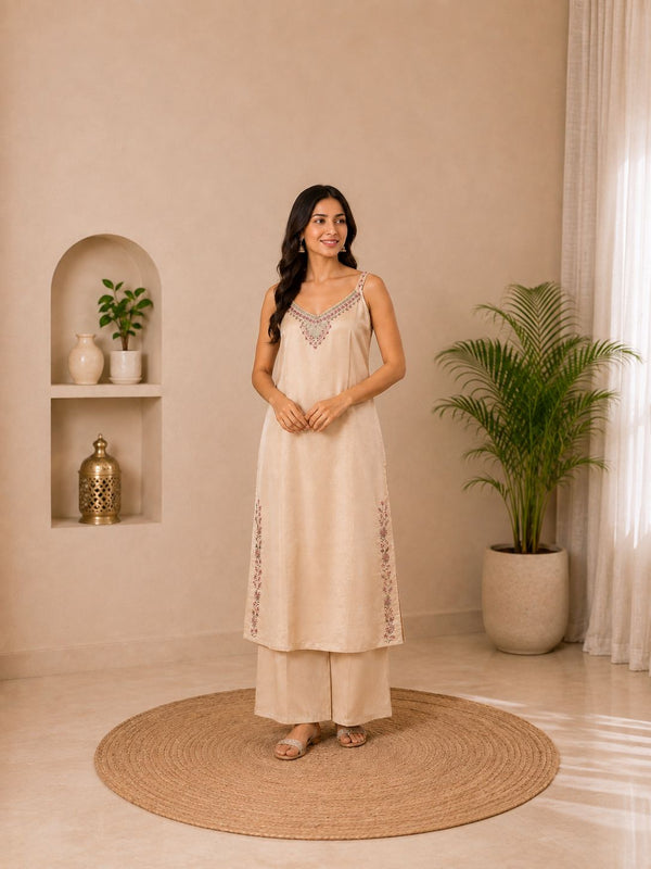 Off Whit Kurti Set